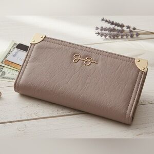 Jessica Simpson wallet, blush pink faux pebble leather . Animal print inside.
